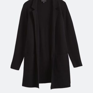 Barely Worn Classic Black Collared Cardigan Sweater Lightweight Knit